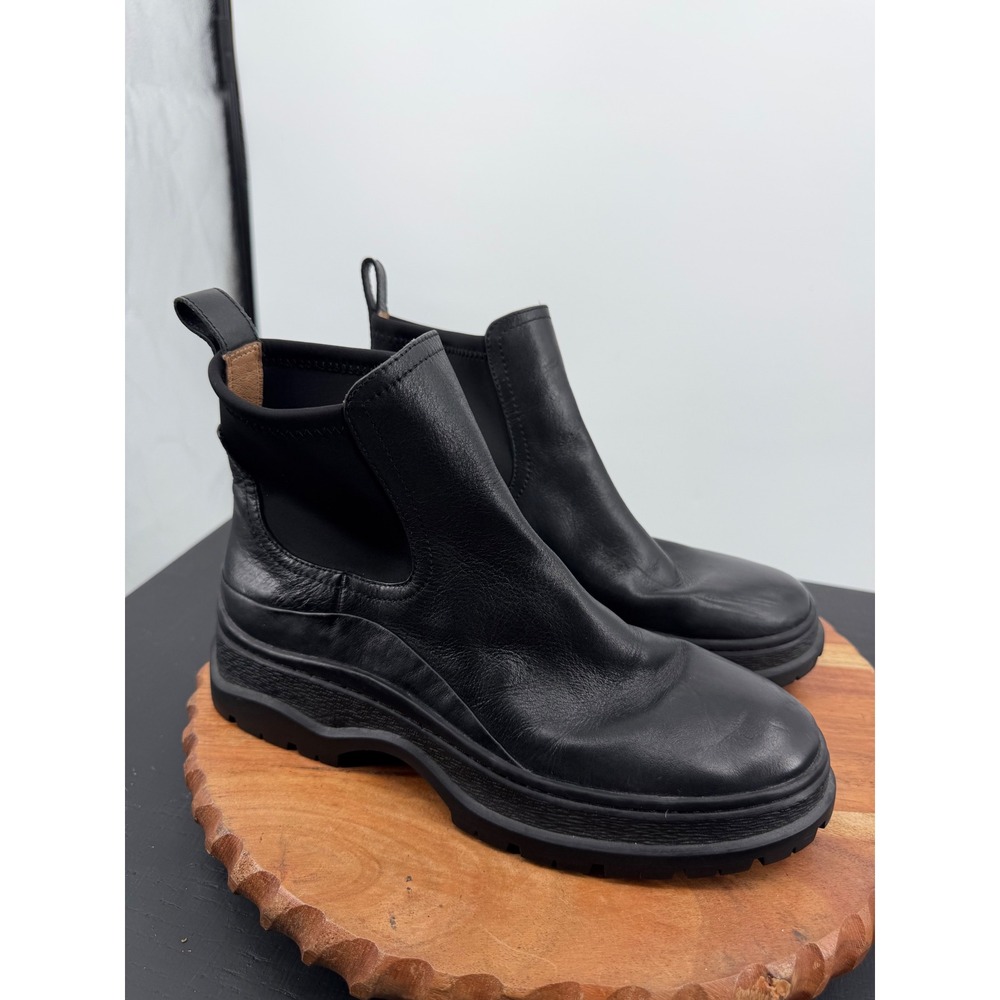 Madewell Dani Lugsole Chelsea Boot Womens 8 Black Leather NN208 Chunky Ankle